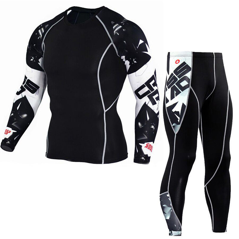 Printed long sleeve gym suit